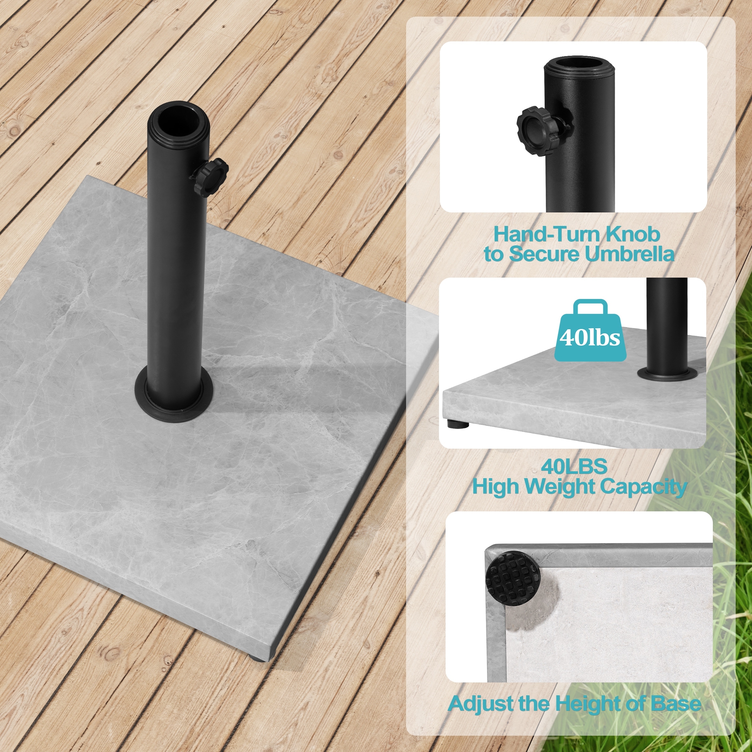 hand turn knobs patio umbrella VANROUG Base Heavy Duty Umbrella Holder Outdoor Umbrella Base Stand Mount Double Hand-Turn Knob for Deck,Patio, Dock,Boat,Courtyard Balcony,Garden,Pontoons,Picnic Table : Patio, Lawn & Garden Create a cozy NUU GARDEN 22 lbs Patio