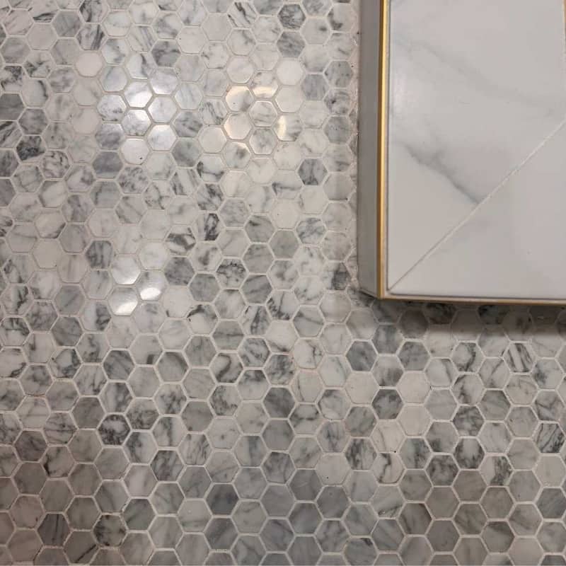 Santorini Honeycomb 1x1 Glossy Marble Mosaic Tile - Floor, Wall, Backsplash