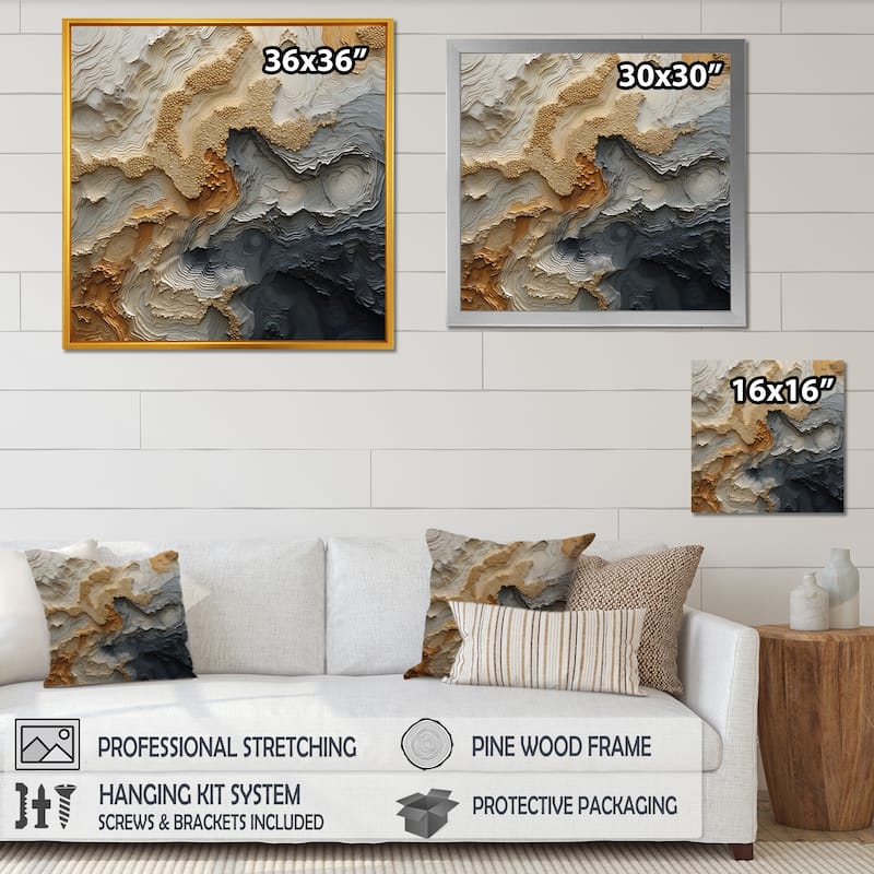 Designart "Gold And Beige River Spiral" Abstract Wall Art