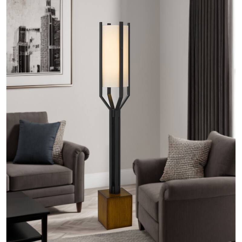 60W Keene metal floor lamp with inrtegrated hardback fabric shade - One Size
