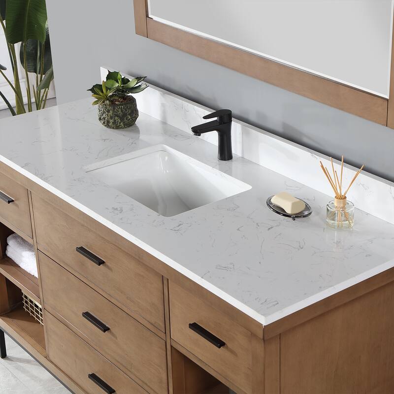 Altair Kesia Bathroom Vanity with Composite Stone Countertop with Mirror