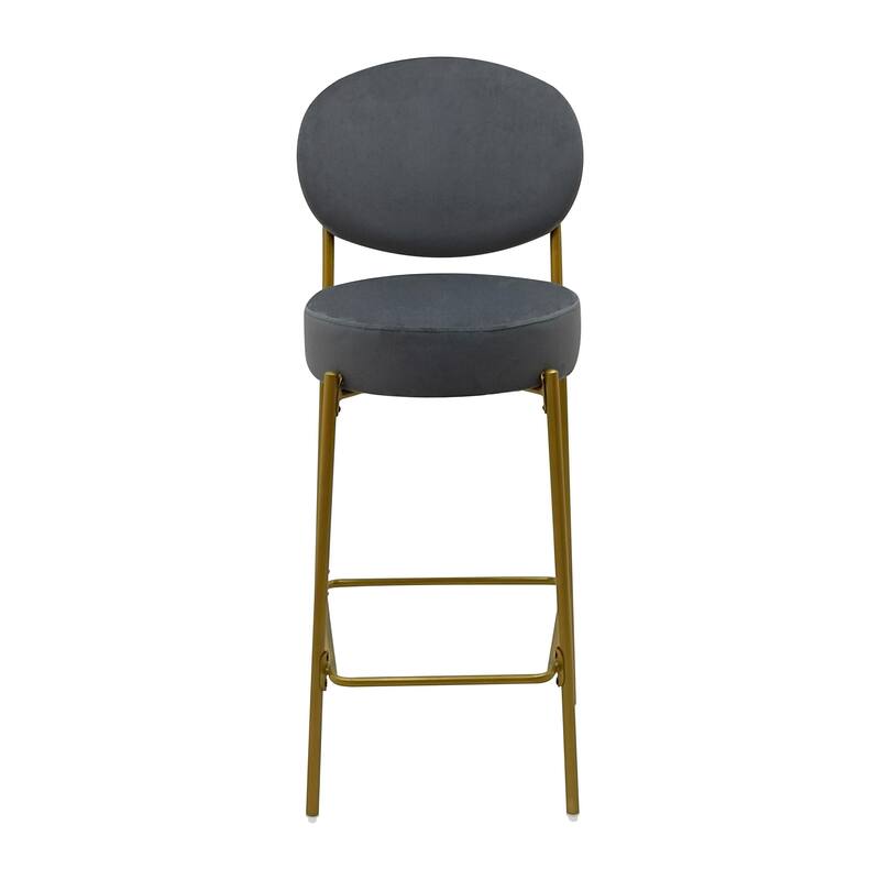 GDFStudio - Lunara Modern Velvet Upholstered Bar Height Bar Stool with Gold Metal Legs, Backrest & Footrest, Set of 2 - 41.34"H