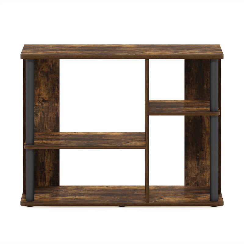 Furinno Classic TV Stand with Plastic Poles for TV up to 40-Inch - Amber Pine/Black