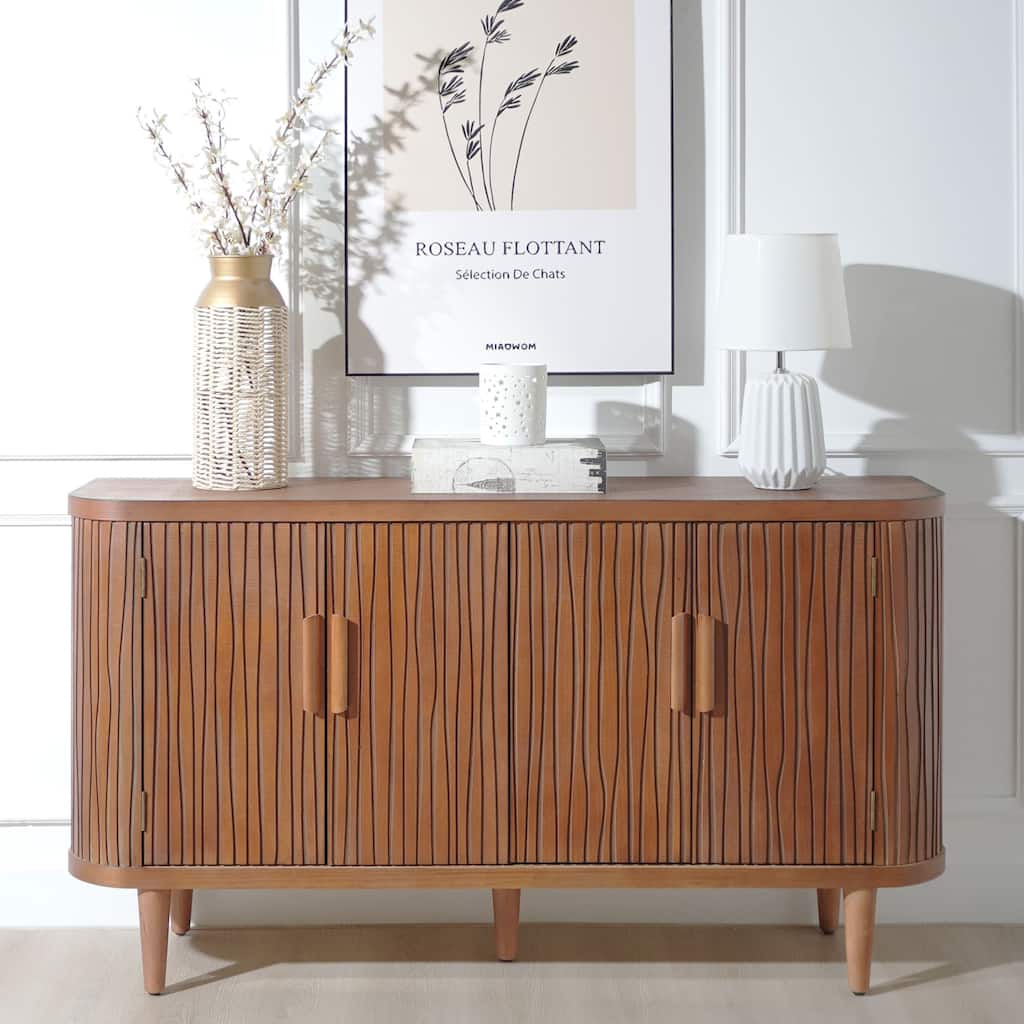 Modern Accent Buffet Cabinet Freestanding Sideboard Storage Cabinet with Adjustable Shelves and 4 Doors for Hallway, Entryway