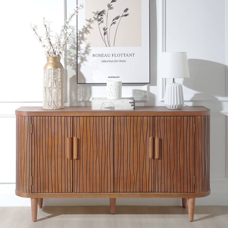 Modern Buffet Cabinet with Adjustable Shelves and Four Doors for Hallway, Entryway, Living Room - Brown,Dark Brown
