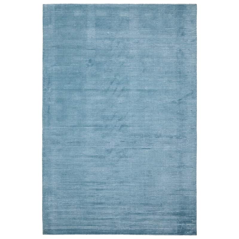 ECARPETGALLERY Hand Loomed Shimmer Turquoise Viscose Rug - 6'0 x 9'0