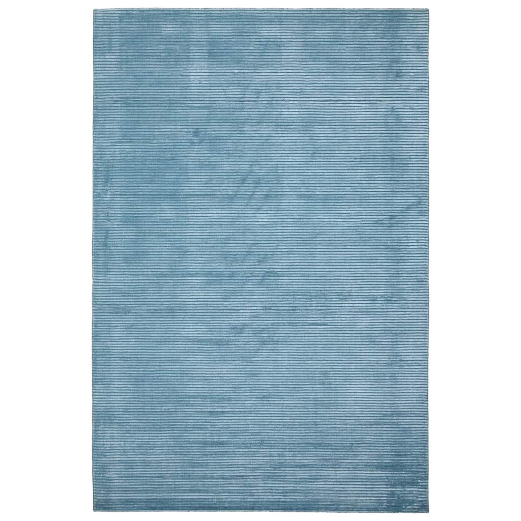 ECARPETGALLERY Hand Loomed Shimmer Turquoise Viscose Rug - 6'0 x 9'0