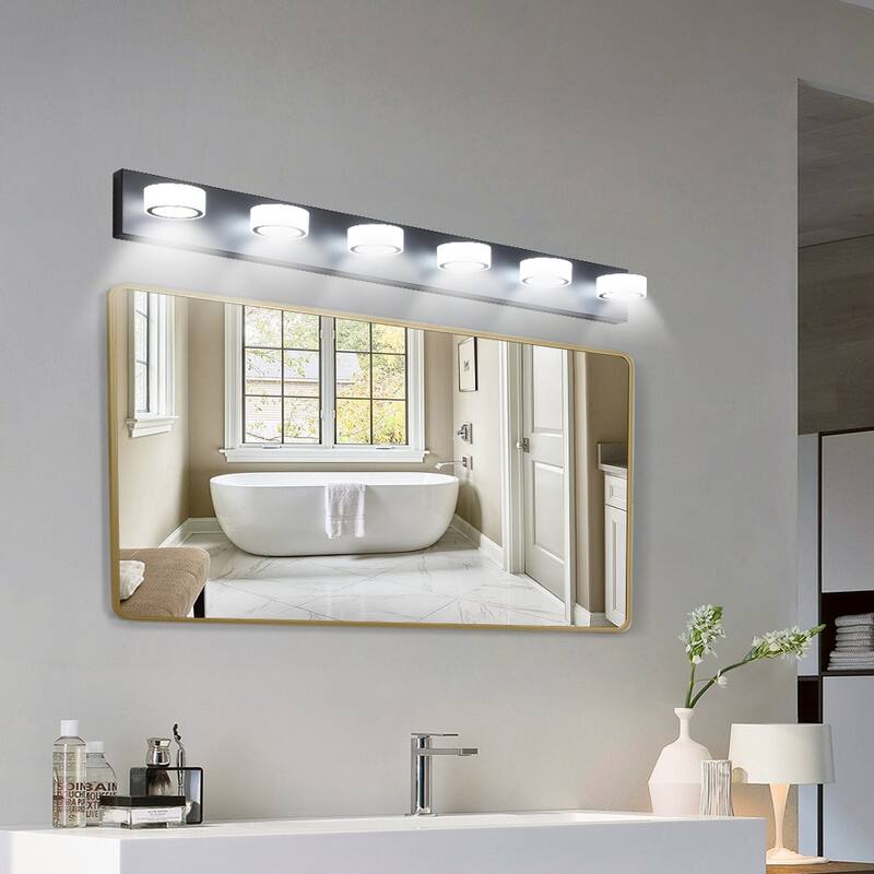 45" Modern 6-Light LED Vanity Light, Sleek Bathroom Wall Light Fixture for Mirror, Shower, and Bathroom Decor