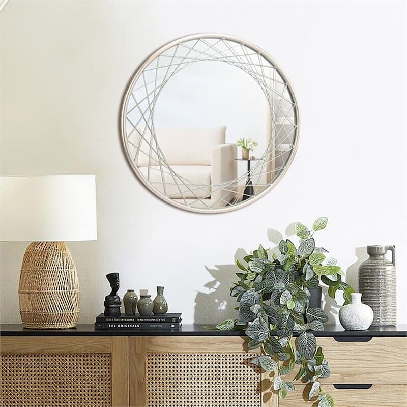 Metal Frame Round Accent Wall Mirror Silver - 24"x24"