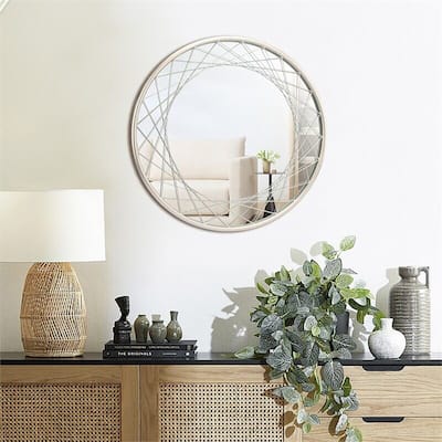 Metal Frame Round Accent Wall Mirror Silver - 24"x24"