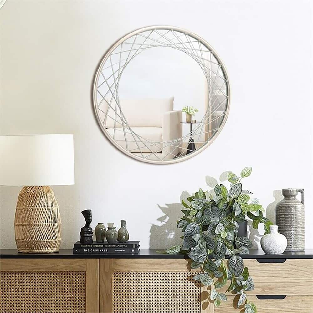Metal Frame Round Accent Wall Mirror Silver - 24"x24"