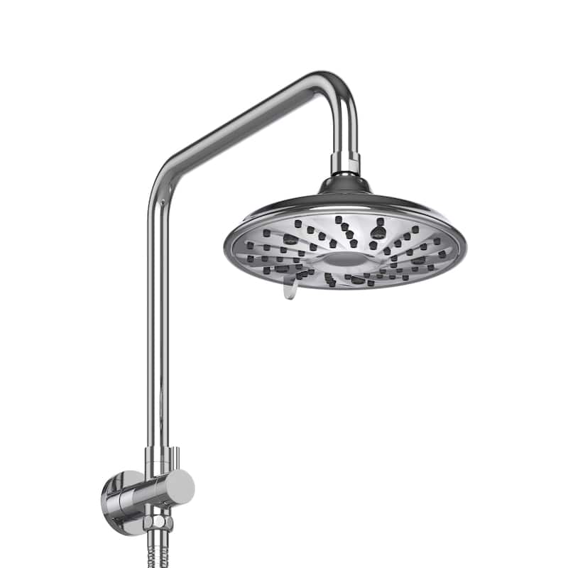 Laguna 8-in Multi-function Showerhead Shower System with Pivoting Shower Arm and Multi-function Handshower Chrome
