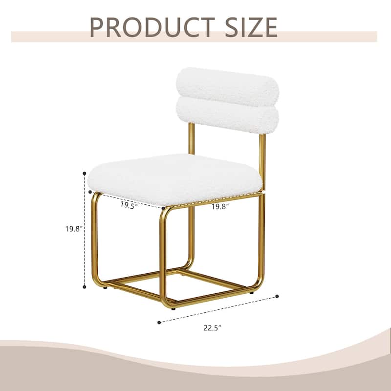 GDFStudio - Rosdale Minimalist Soft Plush Upholstered Dining Chair Set with Ergonomic Backrest and Golden Metal Legs, Set of 2