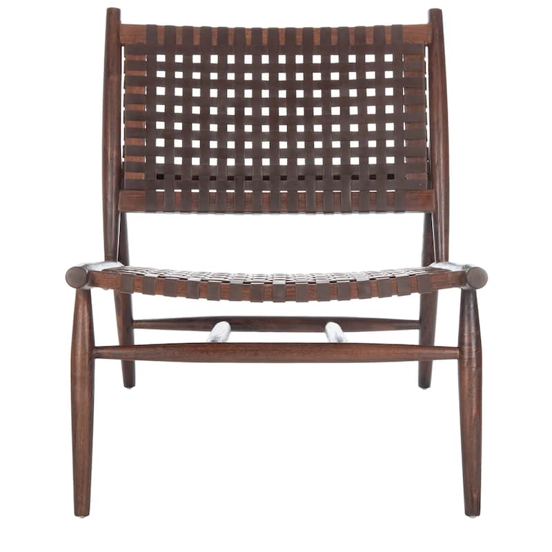 SAFAVIEH Soleil Rosina Leather Woven Accent Chair - 26" W x 31.5" L x 30.7" H - 26Wx31Dx31H - Brown
