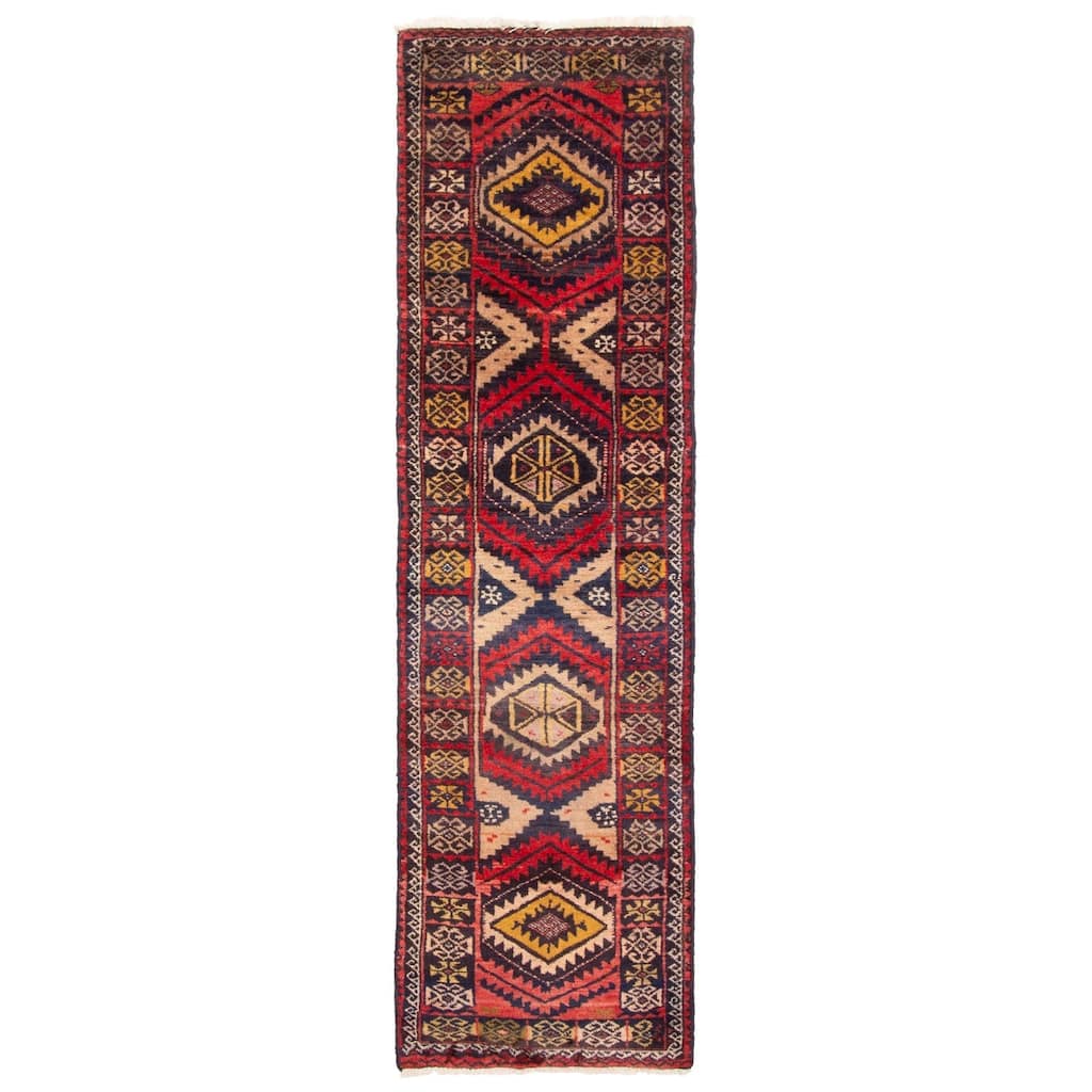 ECARPETGALLERY Hand-knotted Baluch Red Wool Rug - 1'7 x 6'2