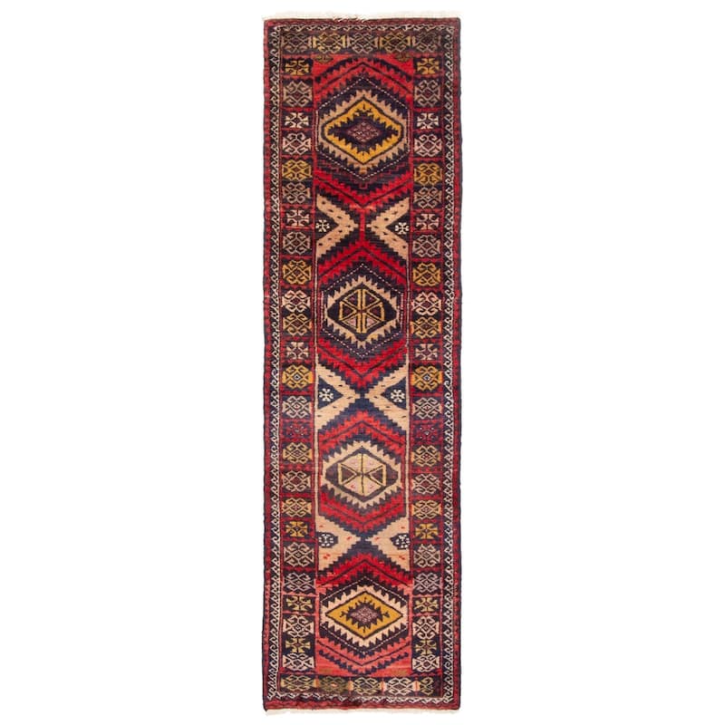 ECARPETGALLERY Hand-knotted Baluch Red Wool Rug - 1'7 x 6'2