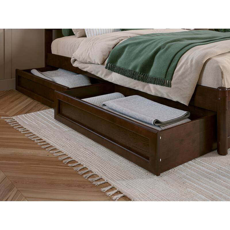 Twin-Full Mid-Century Modern Under Bed Storage Drawers - Walnut