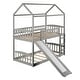 preview thumbnail 15 of 23, Modern Roof Design Twin over Twin Solid Pine Wood Bunk Bed with Full Length Guardrail, Side Ladder and Slide