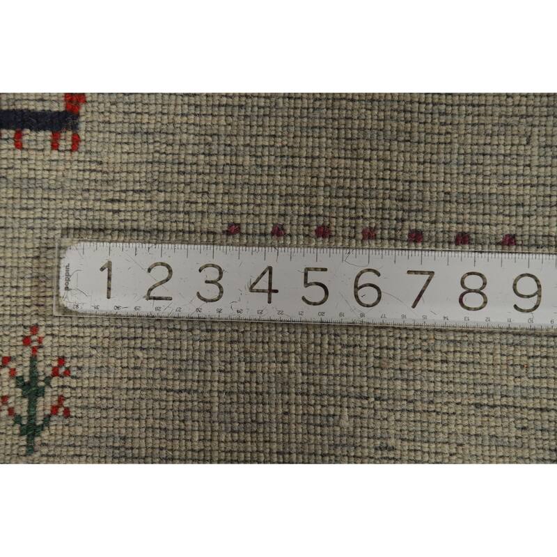 Hand Knotted Oriental 100% Wool Carpet Tribal Animal Pictorial Green Gabbeh Area Rug - 5' 0'' X 3' 0''