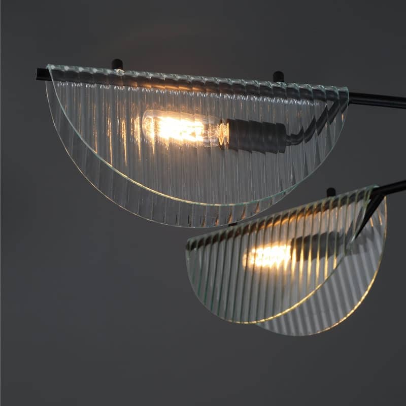 Acroma - 6 Light Black Steel & Glass Dimmable Linear Chandelier