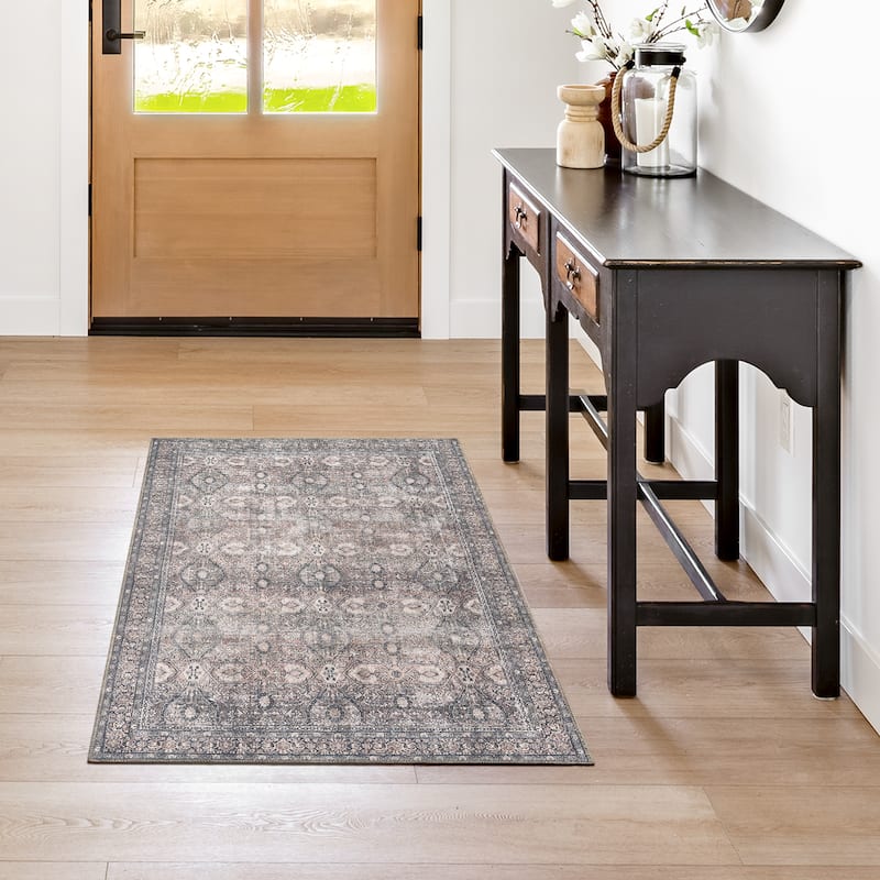 Thomasville Emporia Industrial Old World Chenille Machine Washable Non-Slip Flat Pile Area Rug Collection - Kellan Brown - 2'6"x4' - Rectangle
