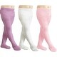 preview thumbnail 1 of 4, CozyWay Cable Knit Cotton Leggings, 3 pair, white/pink/purple