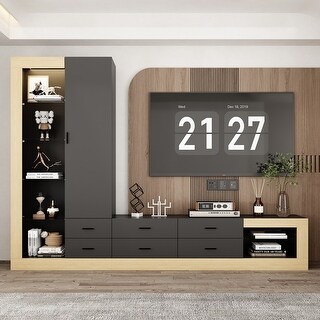 Media Console Multi-Functional TV Stand Storage Unit with LED Lighting