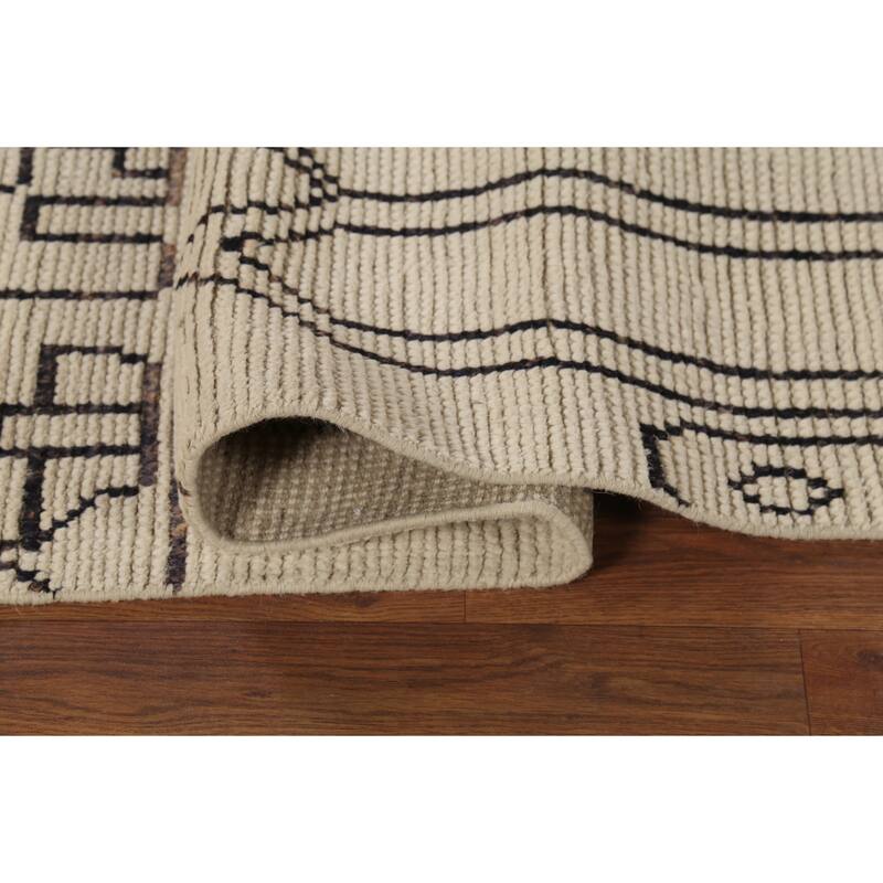 Geometric Moroccan Oriental Area Rug Hand-Knotted Wool Carpet - 8'9"x 12'6"