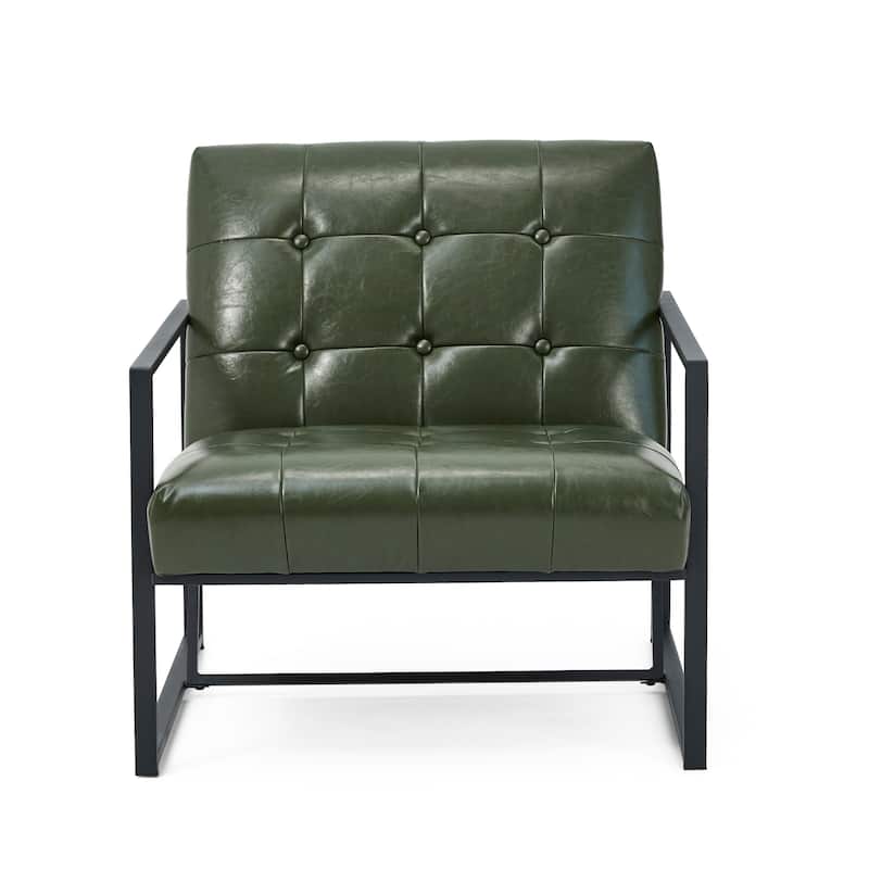 Glitzhome 29.50"W Mid-Century PU Leather Tufted Accent Chair - 29.5"W x 30.5"H x 29.25"D