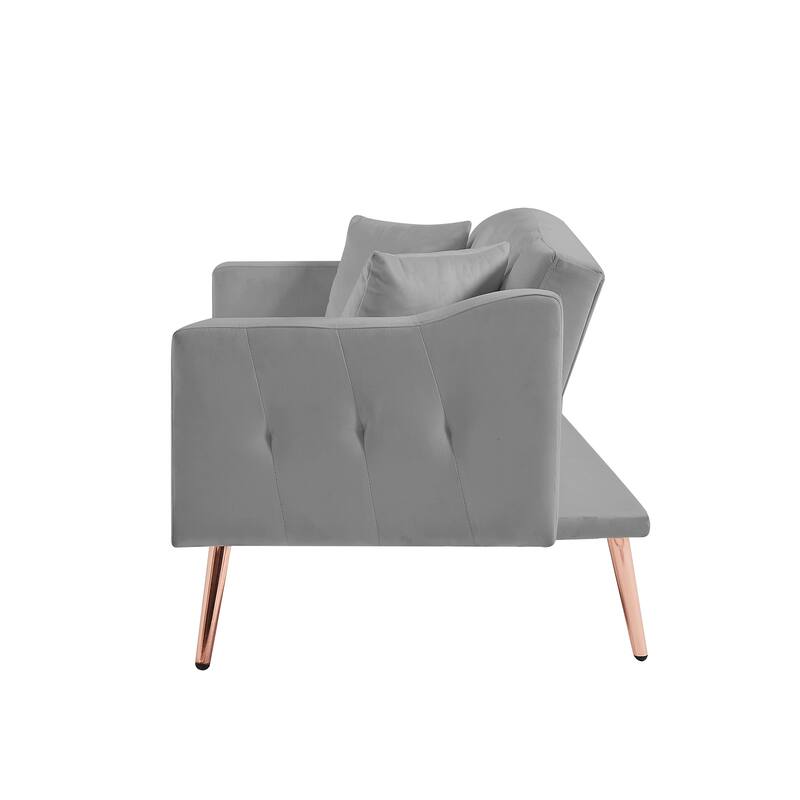 Convertible Folding Futon Sofa Bed, Velvet Upholstered Sleeper Sofa