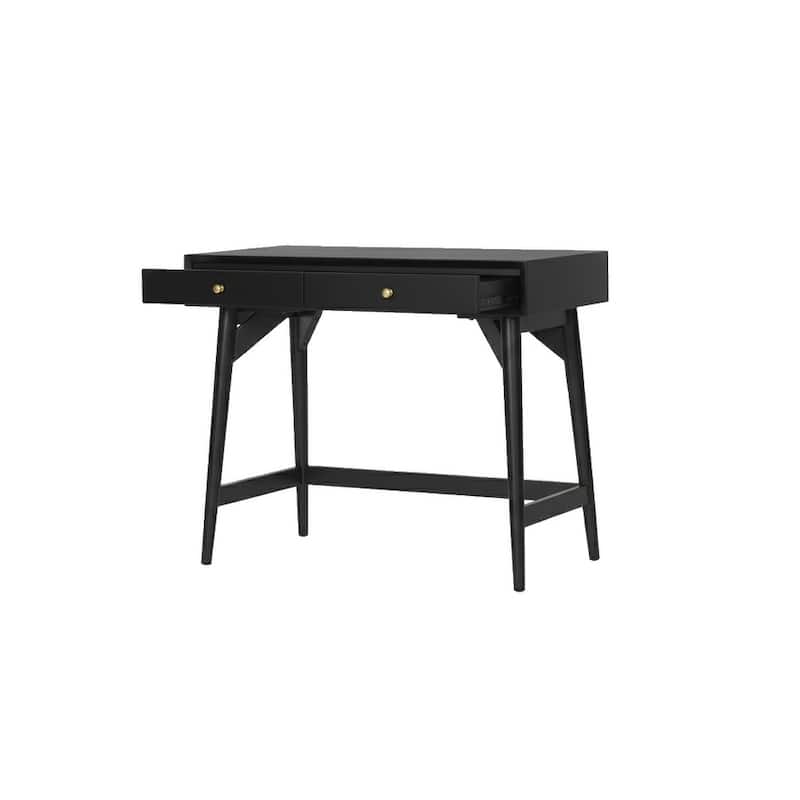 Alpine Furniture Flynn 2 Drawer Mini Desk in Black