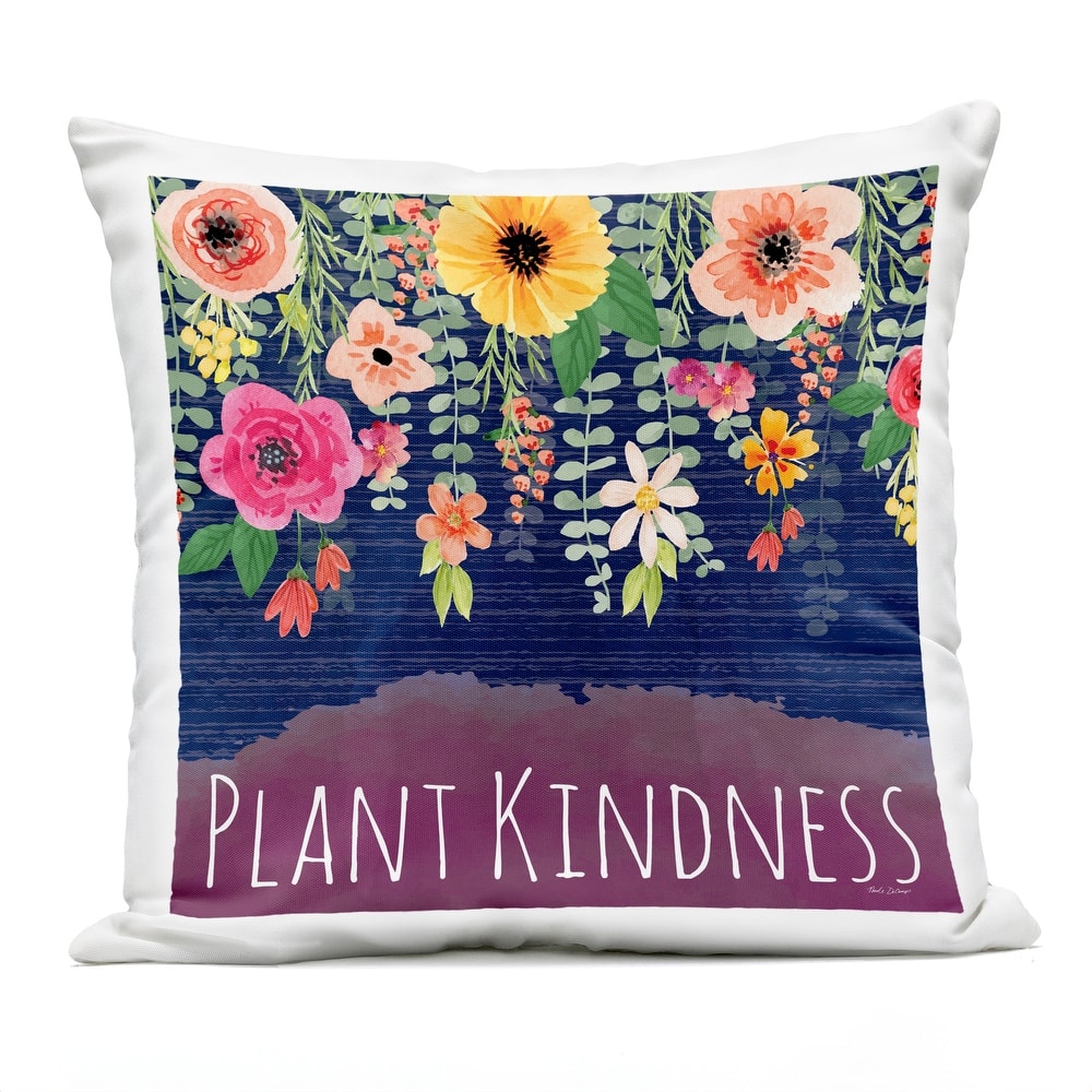 Stupell Plant Kindness with Florals Printed Outdoor Throw Pillow Design by Nicole DeCamp
