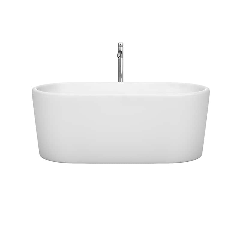 Wyndham Collection Ursula 59-inch White Freestanding Soaking Bathtub