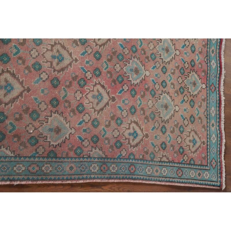 Hand Knotted Oriental 100% Wool Carpet Traditional All-Over Pink Tabriz Area Rug - 4' 7'' X 3' 1''