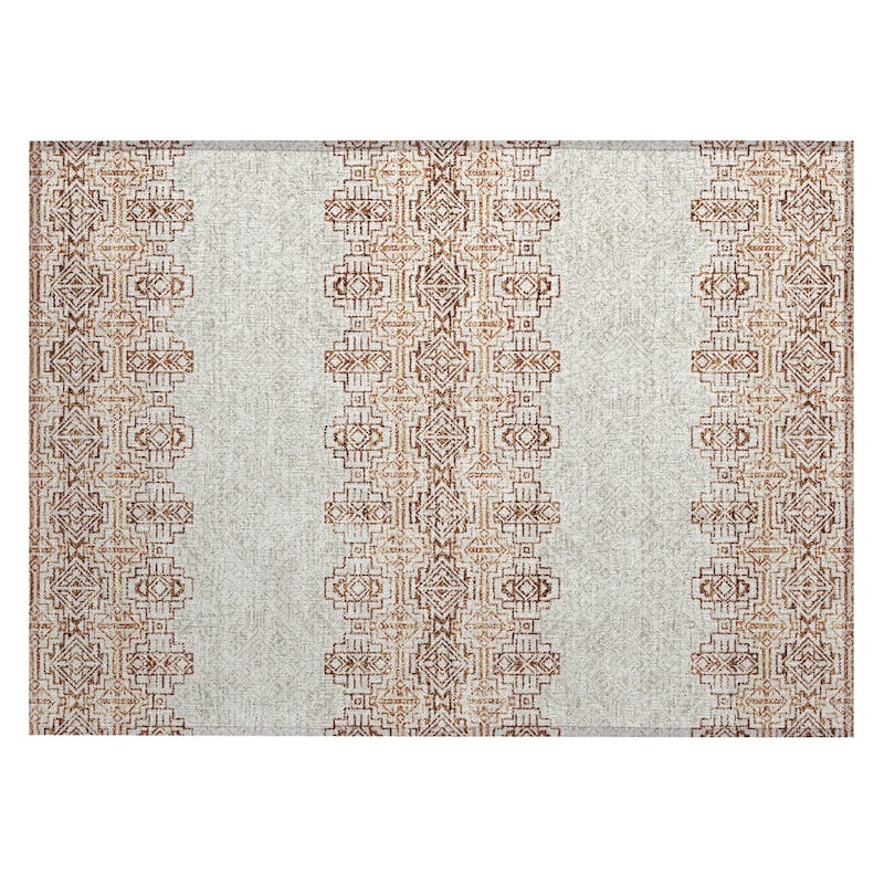 Machine Washable Indoor/ Outdoor Moroccan Boho Chantille Rug