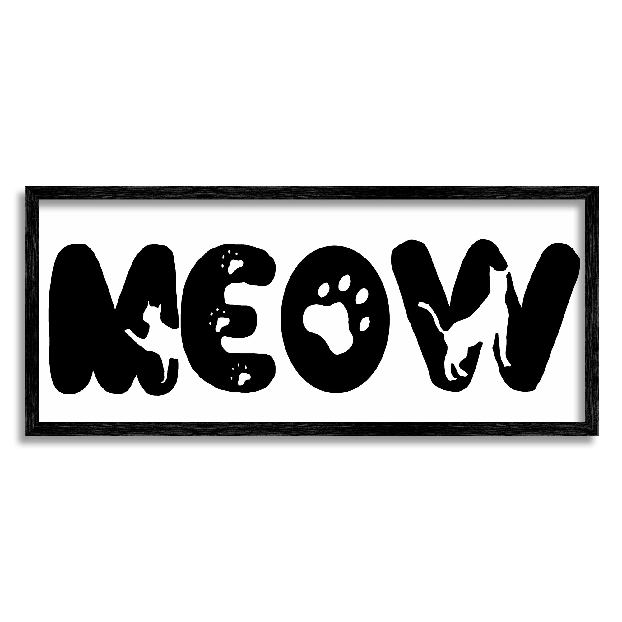 24 x 10 Designed by Sd Graphics Studio Black Framed Wall Art White Stupell Industries Meow Phrase Cat Paw Print Typography Minimal 24 x 10 Designed by Sd Graphics Studio Black Framed Wall Art White Stupell Industries Meow Phrase Cat Paw Print Typography Minimal