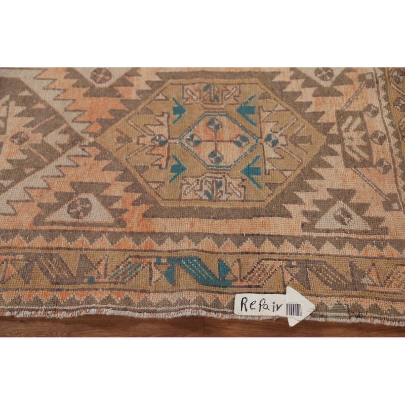 Ardebil Persian Vintage Runner Rug Handmade Wool Carpet - 3'0"x 10'0"