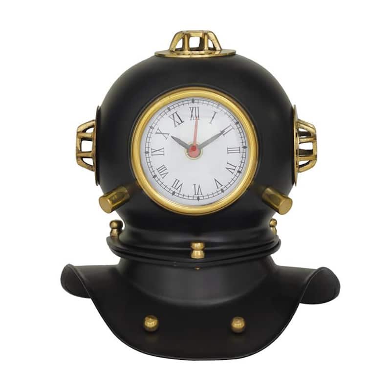 US Navy Mark V 8-inch Diving Helmet Coastal Decor Table Clock - Black