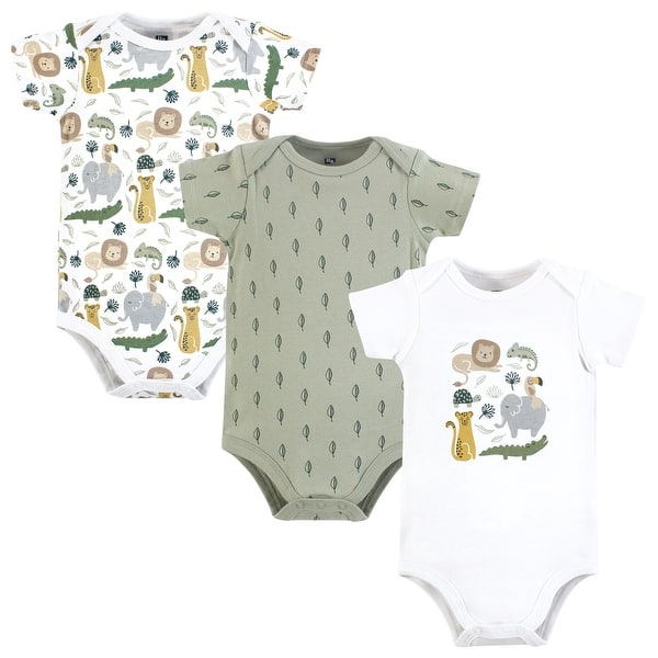 slide 1 of 1, Hudson Baby Infant Boy Cotton Bodysuits 3-Pack, Jungle 0-3 Months - Jungle