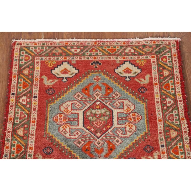 Traditional Shiraz Persian Vintage Square Rug Hand-Knotted Wool Carpet - 2'2" x 2'1"