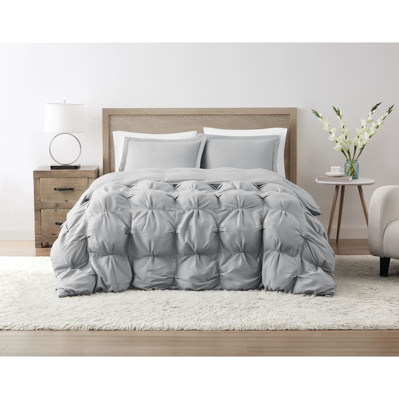 Truly Soft Oversized Puffer 3 Piece Comforter Set - Grey - Oversized King - 3 Piece
