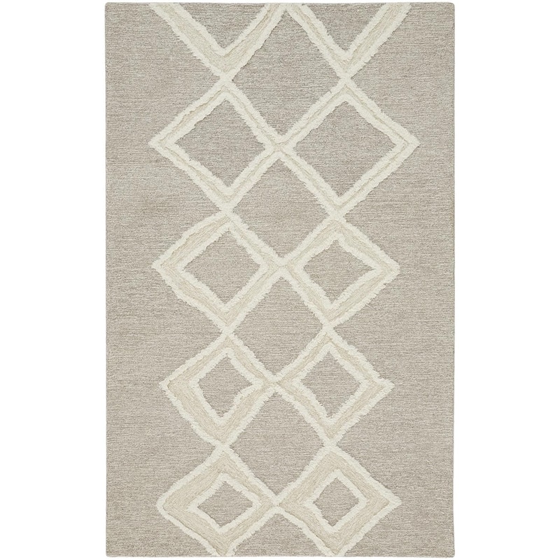 Grand Bazaar Elika Hand Tufted Geometric Transitional Area Rug - 9' x 12' - Gray/Ivory