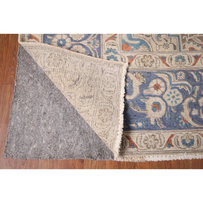 Blue Tabriz Persian Vintage Area Rug Handmade Wool Carpet - 9'9" x 12'9"