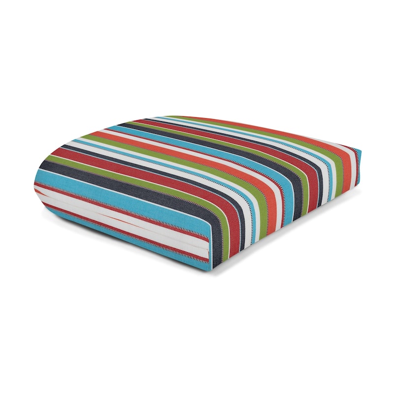 Sunbrella® Stripe Fabric 1-Piece Indoor/Outdoor Wicker Seat Pad, 18"W x 18"L - Carousel Confetti