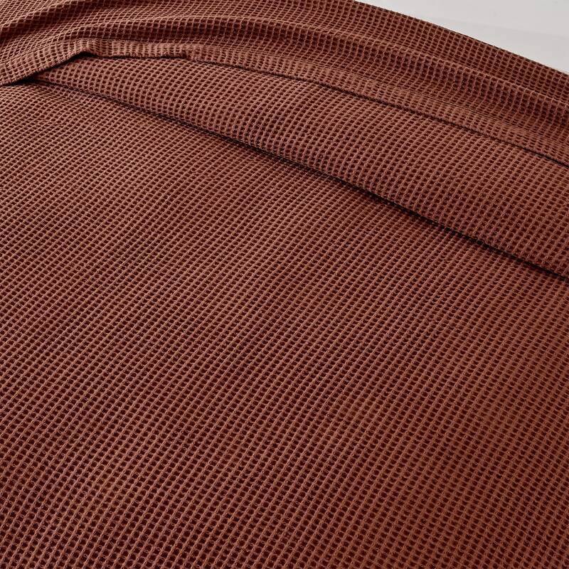 Linery & Co. 100% Cotton All-Season Lightweight Waffle Weave Knit Throw Blanket