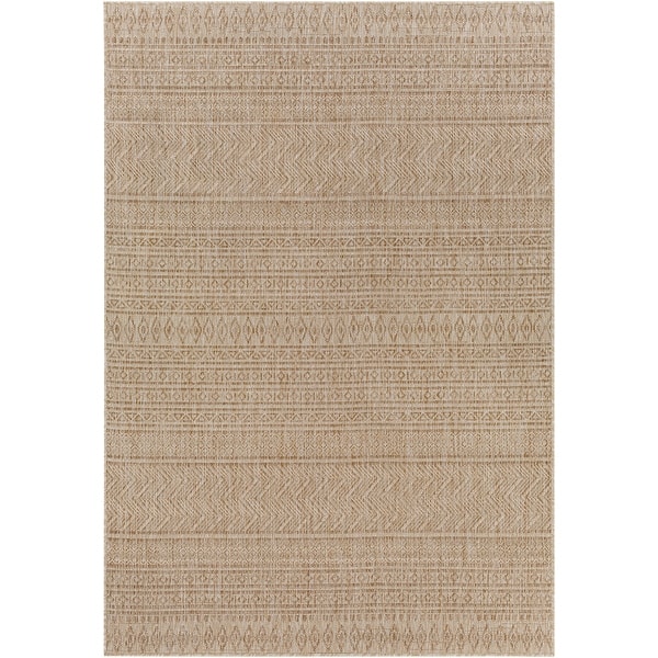 slide 2 of 18, Livabliss Cintia Indoor/ Outdoor Bohemian Stripe Area Rug Brown - Rectangle - 2' x 2' 11"