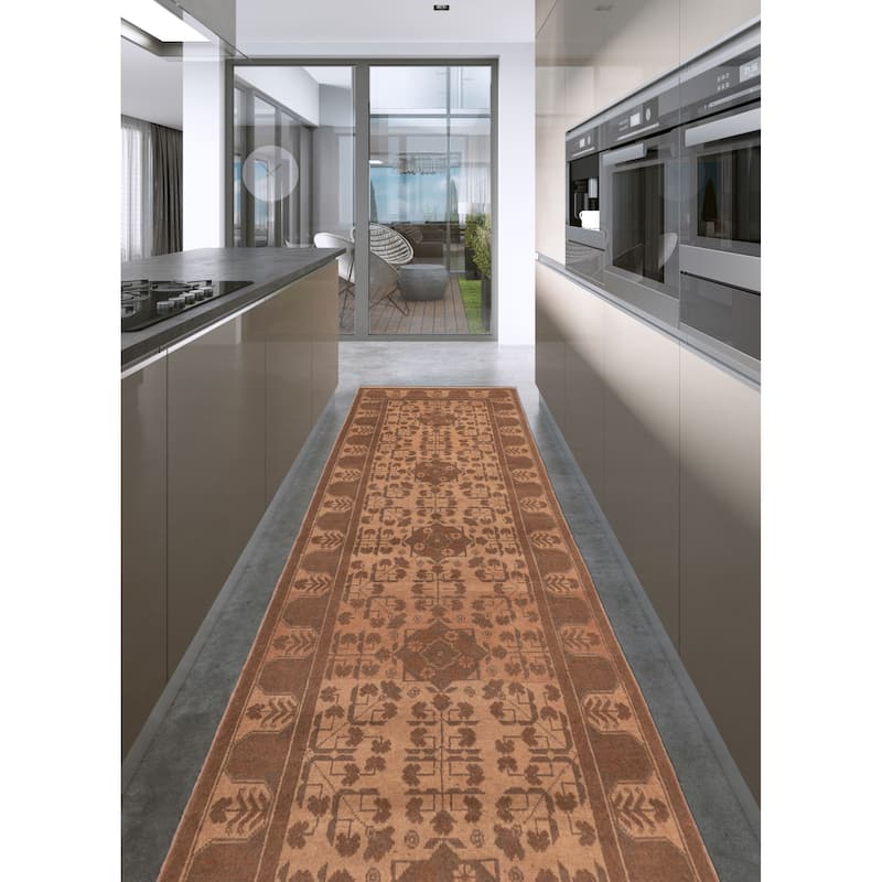 ECARPETGALLERY Hand-knotted Finest Khal Mohammadi Brown Wool Rug - 2'7 x 9'7