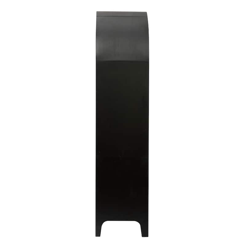 66.7" Arched Bookcase with Storage, Mid-Century Modern 4-Tier Curved Cabinet with Door, Arched Bookshelf with Open Display Shelf