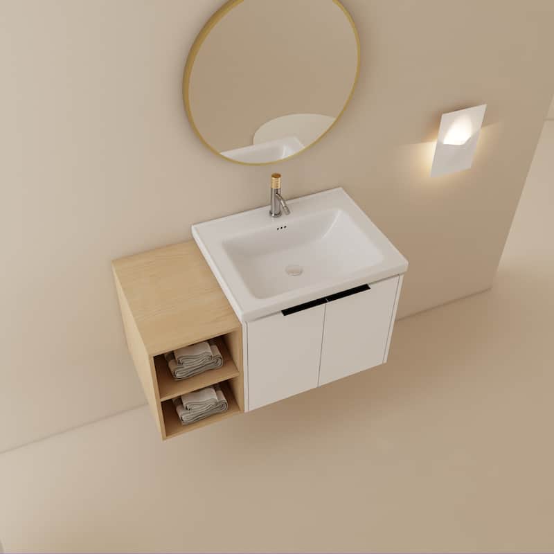 36 Inch Soft Close Doors Bathroom Vanity With Sink, and A Small Storage Shelves