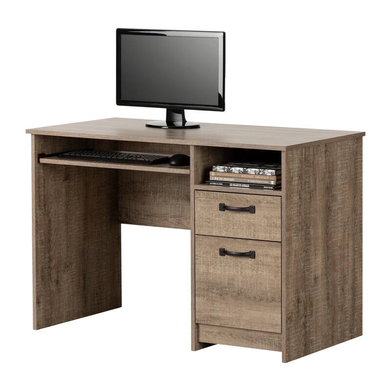 Home Office Desk with Keyboard Tray & Storage - Compact Computer Writing Desk for Small Spaces